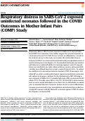 Cover page: Respiratory distress in SARS-CoV-2 exposed uninfected neonates followed in the COVID Outcomes in Mother-Infant Pairs (COMP) Study.