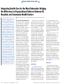 Cover page: Integrating Health Care for the Most Vulnerable: Bridging the Differences in Organizational Cultures Between US Hospitals and Community Health Centers