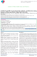 Cover page of COVID-19 and HPV Vaccine Knowledge Attitudes, and Behaviour among Students at Historically Black Colleges and Universities
