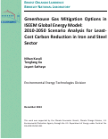 Cover page: Greenhouse Gas Mitigation Options in ISEEM Global Energy Model: 
2010-2050 Scenario Analysis for Least-Cost Carbon Reduction in Iron and Steel Sector