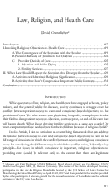 Cover page: Law, Religion, and Health Care