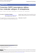 Cover page: Correction: DLPFC transcriptome defines two molecular subtypes of schizophrenia