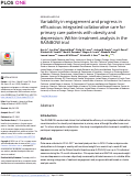 Cover page: Variability in engagement and progress in efficacious integrated collaborative care for primary care patients with obesity and depression: Within-treatment analysis in the RAINBOW trial