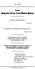 Cover page of Brief of American Social Science Researchers in Fisher v. University of Texas