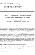 Cover page: Further Thoughts on Proposition 8 and Retroactivity: A Response to Choper