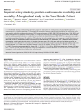 Cover page: Impaired artery elasticity predicts cardiovascular morbidity and mortality- A longitudinal study in the Vara-Skövde Cohort.