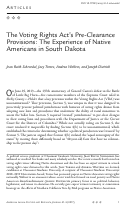 Cover page: The Voting Rights Act's Pre-Clearance Provisions: The Experience of Native Americans in South Dakota