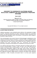 Cover page: How Best to Coordinate California Higher Education: Comments on the Governor's Proposed Reforms