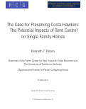 Cover page: The Case for Preserving Costa-Hawkins - The Potential Impacts of Rent Control on Single Family Homes