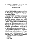 Cover page: Civil Rights Enforcement Activity of the Department of Justice