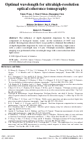 Cover page: Optimal wavelength for ultrahigh-resolution optical coherence tomography.