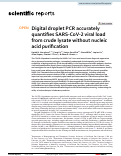 Cover page: Digital droplet PCR accurately quantifies SARS-CoV-2 viral load from crude lysate without nucleic acid purification