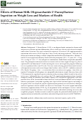 Cover page: Effects of Human Milk Oligosaccharide 2-Fucosyllactose Ingestion on Weight Loss and Markers of Health.