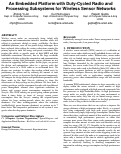 Cover page: An Embedded Platform with Duty-Cycled Radio and Processing Subsystems for Wireless Sensor Networks