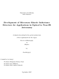 Cover page: Development of Microwave Kinetic Inductance Detectors for Applications in Optical to Near-IR Astronomy