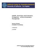 Cover page: Health, Nutrition and Economic Prosperity:  A Micro-Economic Perspective