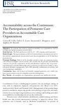 Cover page: Accountability across the Continuum: The Participation of Postacute Care Providers in Accountable Care Organizations