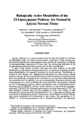 Cover page: BIOLOGICALLY-ACTIVE METABOLITES OF THE 12-LIPOXYGENASE PATHWAY ARE FORMED BY APLYSIA NERVOUS-TISSUE