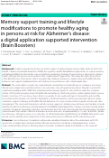 Cover page: Memory support training and lifestyle modifications to promote healthy aging in persons at risk for Alzheimers disease: a digital application supported intervention (Brain Boosters).