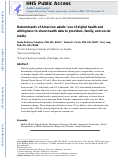 Cover page: Determinants of American Adults Use of Digital Health and Willingness to Share Health Data to Providers, Family, and Social Media: A Cross-sectional Study.