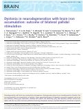 Cover page: Dystonia in neurodegeneration with brain iron accumulation: outcome of bilateral pallidal stimulation