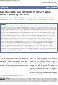 Cover page: Gut microbial taxa elevated by dietary sugar disrupt memory function