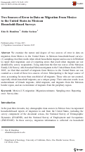 Cover page: Two Sources of Error in Data on Migration From Mexico to the United States in Mexican Household-Based Surveys