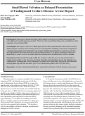 Cover page: Small Bowel Volvulus as Delayed Presentation of Undiagnosed Crohn’s Disease: A Case Report