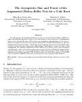 Cover page: The Asymptotic Size and Power of the Augmented Dickey-Fuller Test for a Unit Root