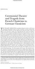Cover page: Ceremonial Theater and Tragedy from French Classicism to German Classicism
