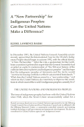 Cover page: A "New Partnership" for Indigenous Peoples: Can the United Nations Make a Difference?