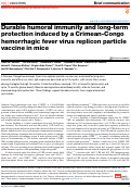 Cover page of Durable humoral immunity and long-term protection induced by a Crimean-Congo hemorrhagic fever virus replicon particle vaccine in mice