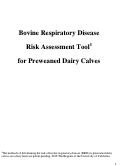 Cover page: Bovine Respiratory Disease (BRD) Risk Assessment Tool