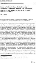 Cover page: Daniel A. Vallero, P. Aarne Vesilind, Socially Responsible Engineering: Justice in Risk Management: John Wiley &amp; Sons, Hoboken, NJ, 2007, 365 pp, $75 (USD), ISBN 978-0-471-78707-5