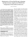 Cover page: Optimization of front-end design in imaging and spectrometry applications with room temperature semiconductor detectors