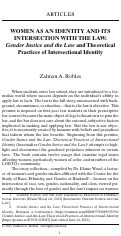 Cover page: Women as an Identity and Its Intersection with the Law: "Gender Justice and the Law" and Theoretical Practices of Intersectional Identity