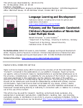 Cover page: Polysemy and the Taxonomic Constraint: Children's Representation of Words that Label Multiple Kinds