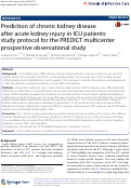 Cover page: Prediction of chronic kidney disease after acute kidney injury in ICU patients: study protocol for the PREDICT multicenter prospective observational study