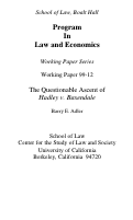 Cover page: The Questionable Ascent of Hadley v. Baxendale
