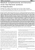 Cover page: Metabolic complementarity and genomics of the dual bacterial symbiosis of sharpshooters
