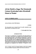 Cover page: All the World's a Stage: The Nineteenth Century Kwakwaka'wakw (Kwakiutl) House as Theater