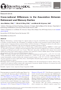 Cover page: Cross-national Differences in the Association Between Retirement and Memory Decline.