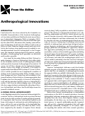 Cover page: Anthropological Innovations