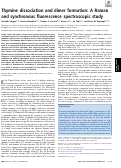 Cover page: Thymine dissociation and dimer formation: A Raman and synchronous fluorescence spectroscopic study