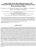 Cover page: In-situ white beam microdiffraction study of the deformation behavior in polycrystalline magnesium alloy during uniaxial loading