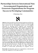 Cover page: Partnerships between International NonGovernmental Organizations and Grassroots Organizations for Program Success in Developing Communities