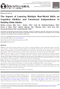 Cover page: The impact of learning multiple real-world skills on cognitive abilities and functional independence in healthy older adults