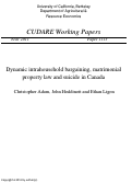 Cover page: Dynamic intrahousehold bargaining, matrimonial property law and suicide in Canada