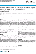 Cover page: Plasma osteopontin as a marker for future organ damage in pediatric systemic lupus erythematosus