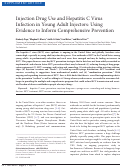 Cover page: Injection Drug Use and Hepatitis C Virus Infection in Young Adult Injectors: Using Evidence to Inform Comprehensive Prevention